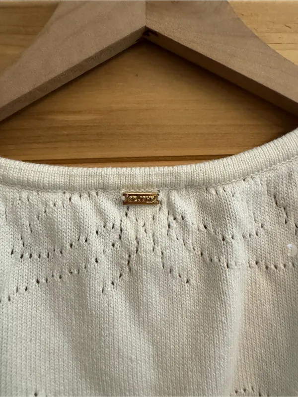 St John Small Butterfly Sequin Knit Tank Crop Top Coquette Dainty Preppy Summer - Image 4
