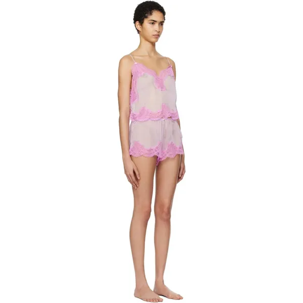 NWT SKIMS ROMANCE LACE CROPPED CAMI AND SHORT SET Sugar Plum Large - Image 5