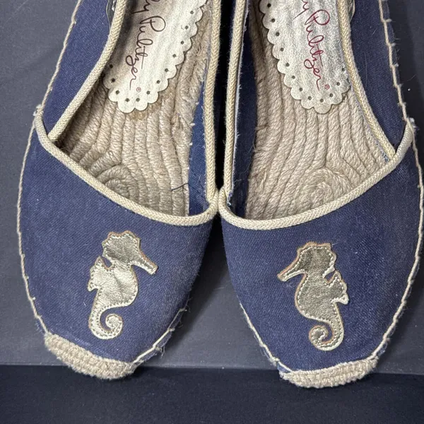 Lilly Pulitzer Preppy Nautical Beach Designer‎ Espadrille True Navy Seahorse 6 - Image 8