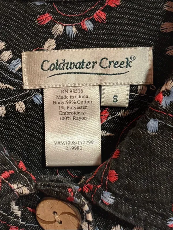 Boho Western Coldwater Creek Floral Paisley Button-Down Jacket S - Image 3