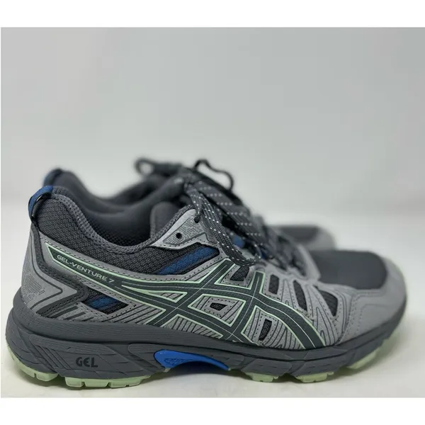 Asics Women's Light Green Gray Canvas Gel Venture 7 Sneakers Size‎ 6 - Image 2