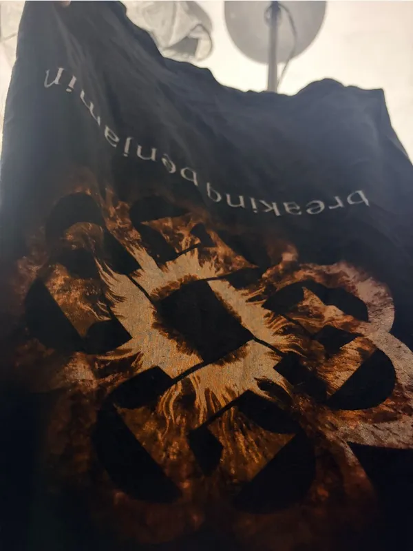 Tultex Breaking Benjamin Black Short-Sleeve Graphic Tee with Burnt Orange Emblem - Image 2