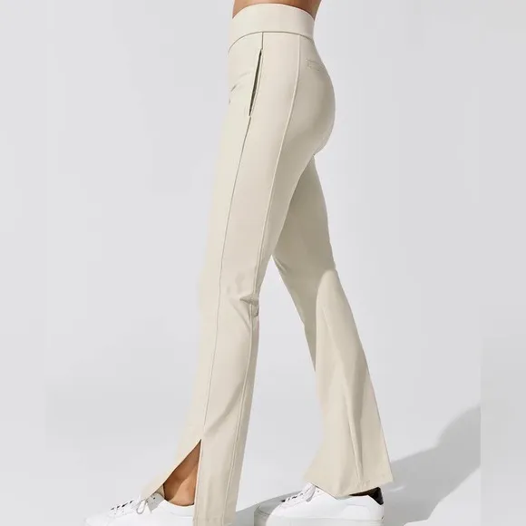 Carbon 38 Kick Flare Stretch Pants in Khaki - Image 2