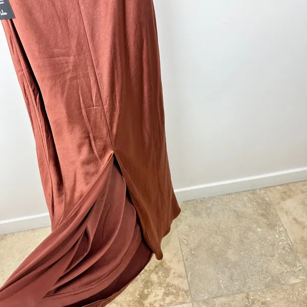 Lulus Love in Your Life Rust Brown Satin Halter Maxi Dress Formal Glam XL NWT - Image 8