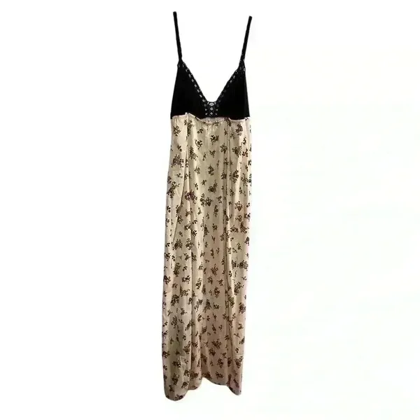 Zara Women's M Satin Floral Maxi‎ Dress Crochet Top Party Cocktail - Image 3