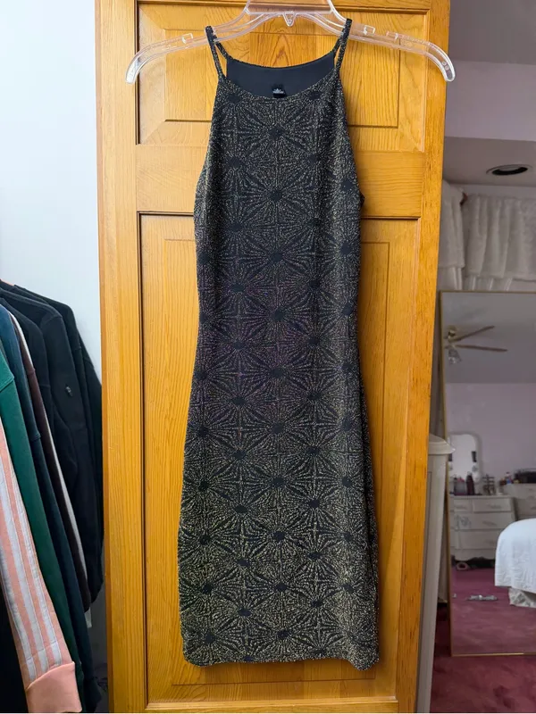 Design Lab Black and Gold Halter Dress - Image 3