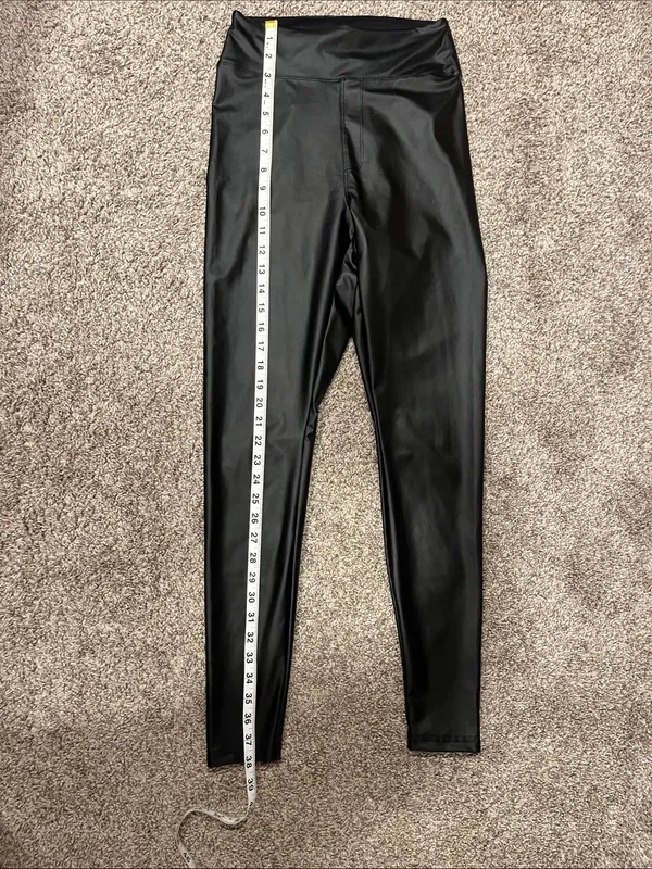 Aerie Offline Real Luxe Faux Leather Hi Rise Leggings in Black Size Medium - Image 8