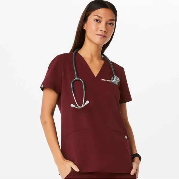 FIGS Burgundy Casma Three-Pocket Top & Kade Cargo Scrub Pants Set Size XL/XXL‎ - Image 2