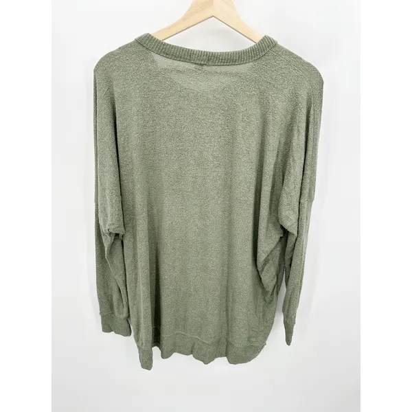 Aerie Green Long Sleeve Round Neck‎ Viscose Blend Pullover Women's Size X-Small - Image 2