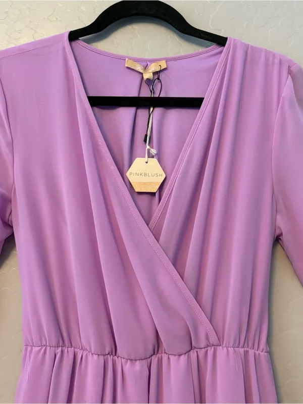 Pinkblush Ricarica lavender maternity long sleeve maxi dress medium NEW - Image 3