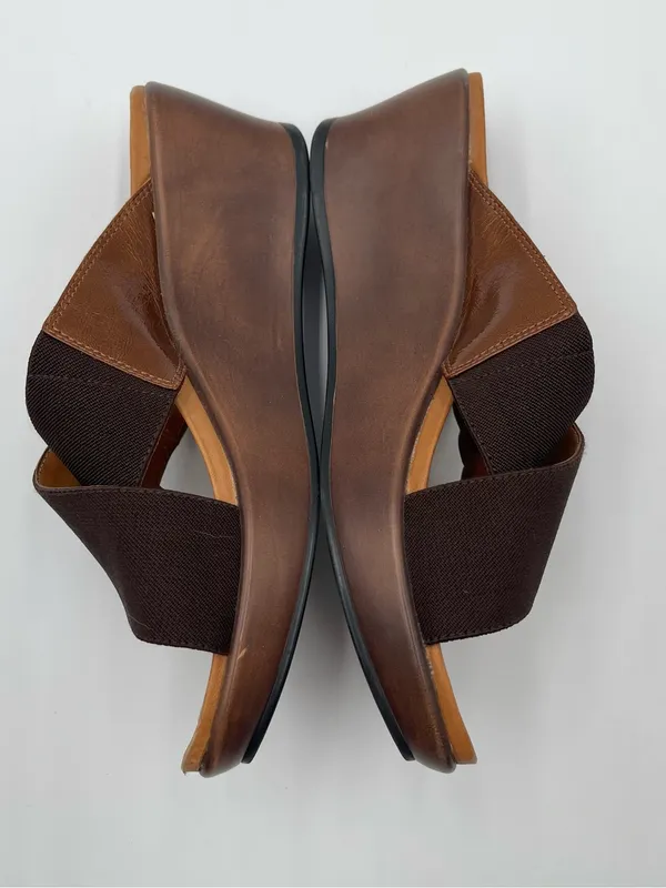 Dansko Ava Brown stretch Fabric Wedge Sandals Slip On Women's Size 38 US 7.5-8 - Image 10
