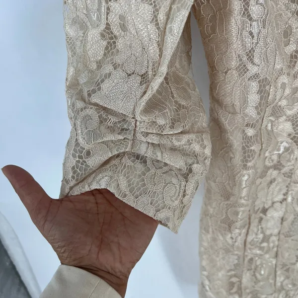 Lulus‎ Ronan Blazer Dress Womens M Red Beige Lace Floral Lined Double Breasted - Image 6