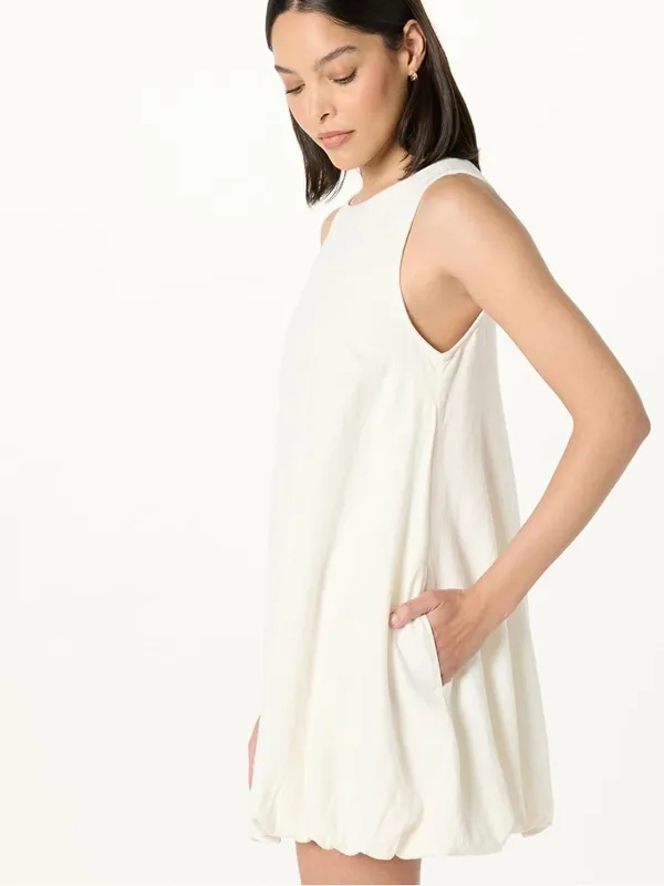 The Drop Sleeveless Bubble Hem Mini Dress Ivory Size Small NWT - Image 2