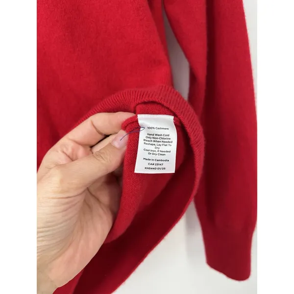 Talbots Pure Cashmere Turtleneck Red Holiday Christmas Minimalist Sweater Bright - Image 5