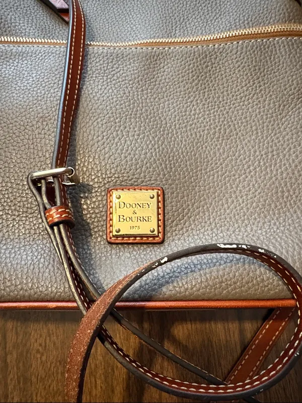 Dooney & Bourke Elephant Gray Leather Pebble Grain Crossbody Bag - Image 7
