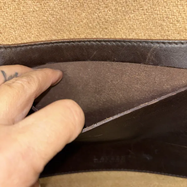 Womens Lauren By Ralph Lauren Vintage Leather Wool Messenger Bag - Image 3