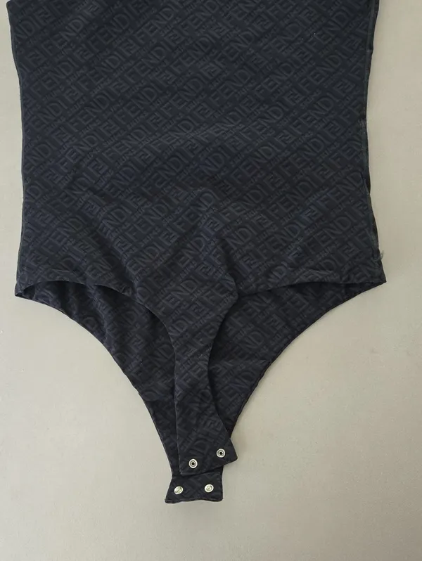 Fendi X Skims Black High Neck One-Piece Bodysuit Size S - Image 5
