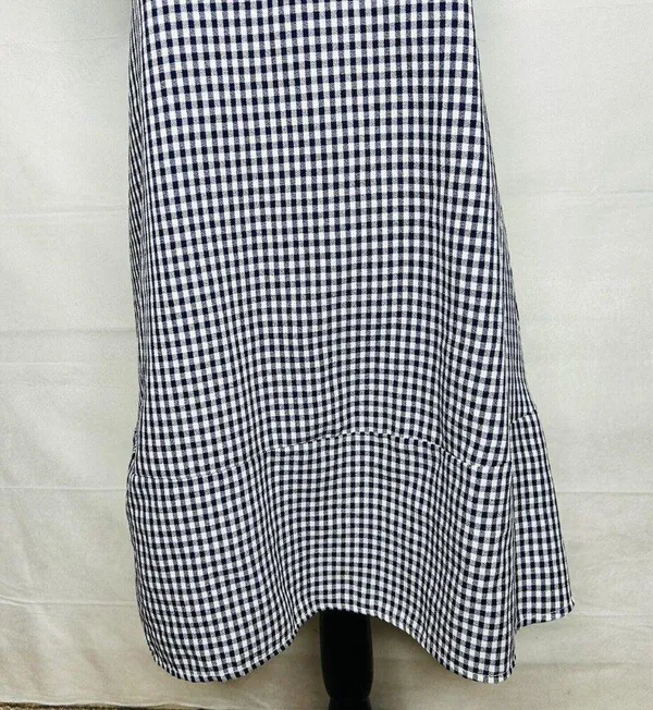 Zara Dress Size M Blue White Gingham Check Shift Short-Sleeve Tie Back - Image 3