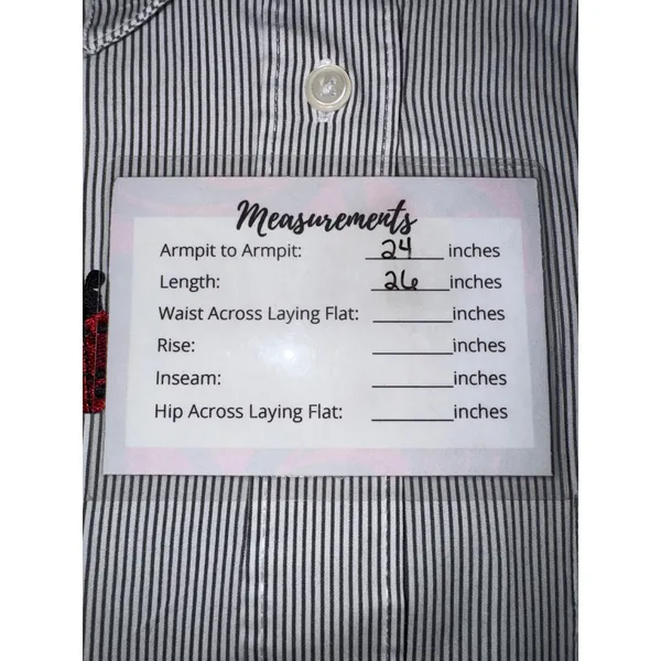 Las Olas Vintage Pinstripe Ladybug Embroidered Short Sleeve Button Down Shirt Lg - Image 5