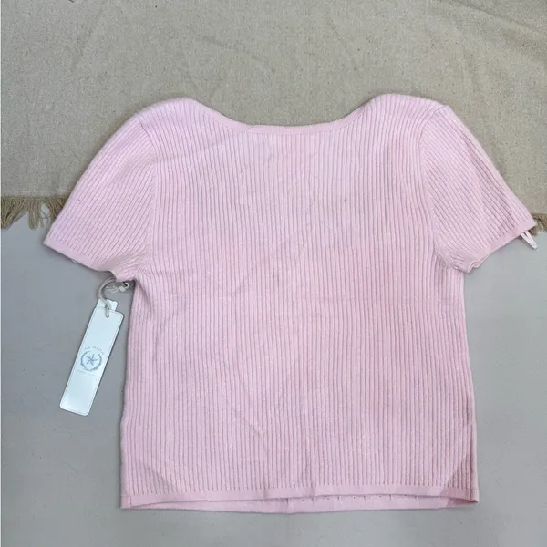 The Prairie by Rachel Ashwell Women's Pink Scoop Neck Blouse Size L Cottage Core - Image 3