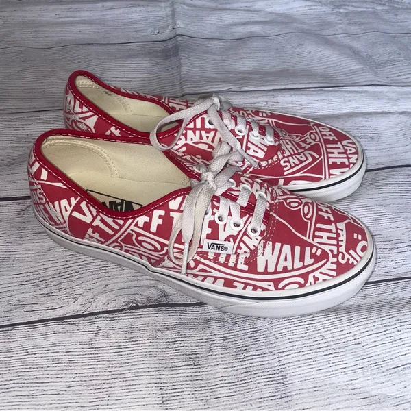 Vans Authentic Red and White Graphic Sneakers - Image 3