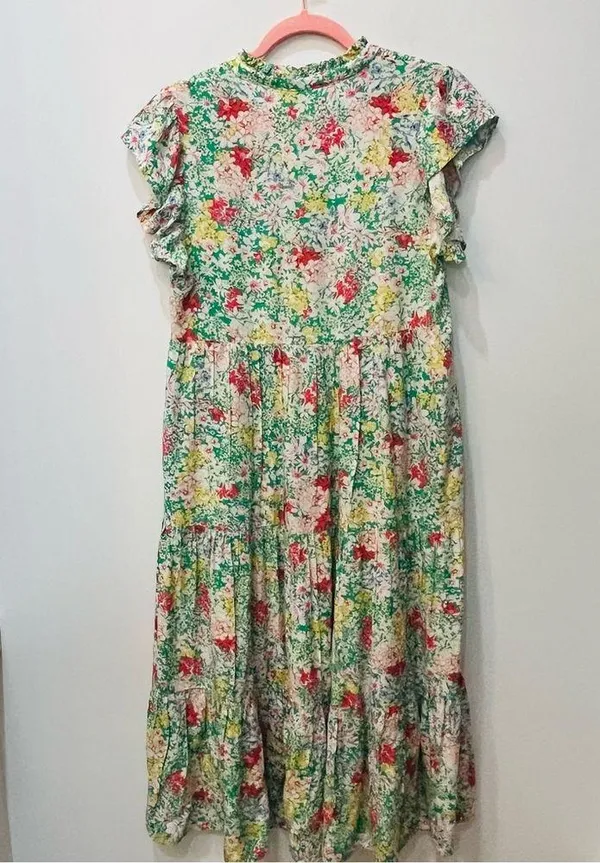 Entro boutique Neighborhood Garden Midi Dress floral small pink green - Image 4
