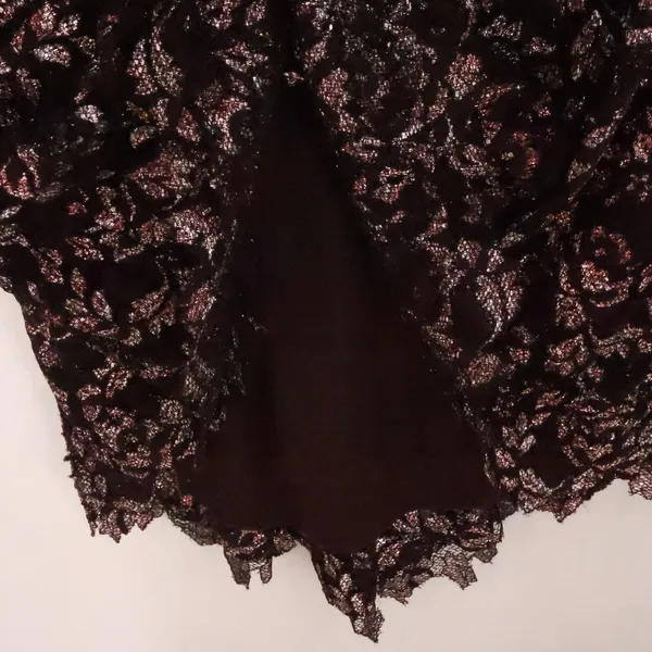 Sara Mique Metallic Lace Mermaid Gown Size S Espresso Brown Rose Gold NYE NWT - Image 3