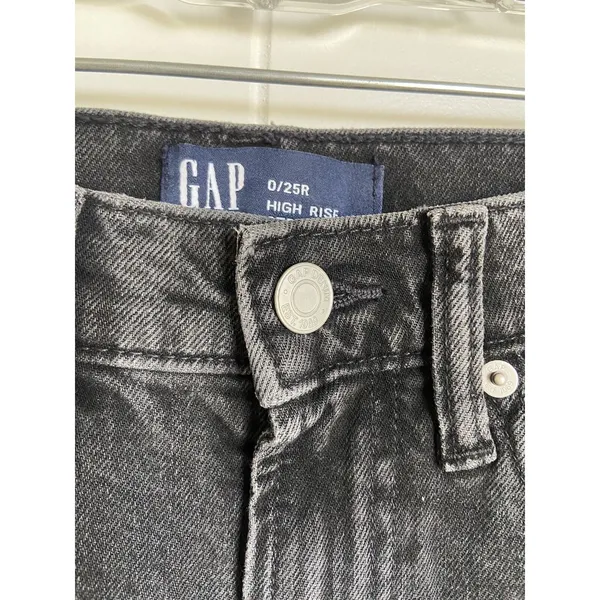 Gap Womens Jeans Sz 0 25R High Rise‎ Straight Black Denim - Image 3