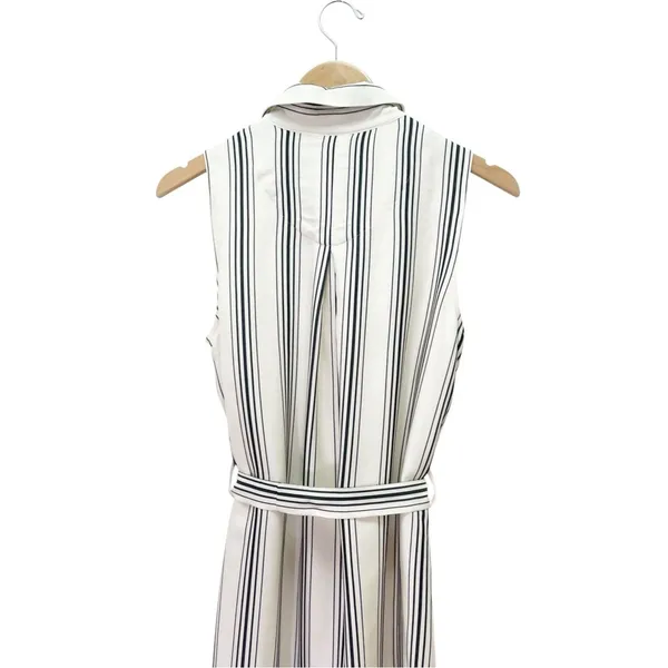 Maeve Anthropologie Esther Striped Sleeveless Shirt Dress Cream & Black Size 4 - Image 8