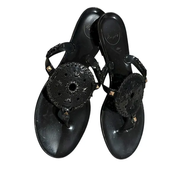 JACK ROGERS Black JELLY Minimalist Sandals Shoes 10 - Image 2