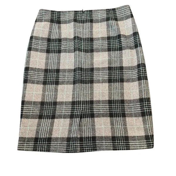 Talbots Grey Black Teal Plaid Pencil Skirt Lined Size 8 Knee Length Professional - Image 5