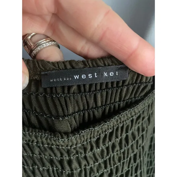 Olive Green‎ West Kei Ruched Tank Wide leg jumpsuit Tall Modern Vacation Resort - Image 2