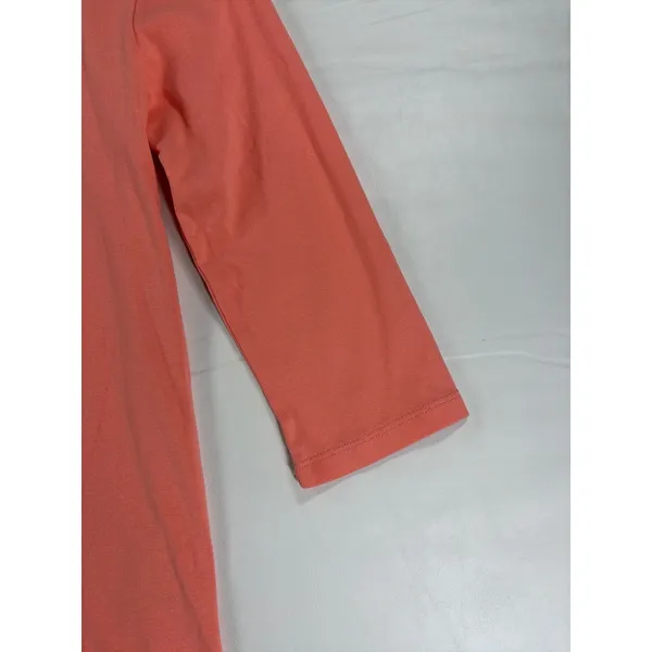 US Polo Assn Womens Coral Pink 3/4 Sleeve Cotton Scoop Neck Top Small Logo - Image 9