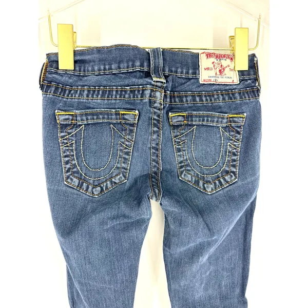 True Religion Casey Skinny Jeans Dark Wash Low Rise Horseshoe Stitch Size 25 - Image 5