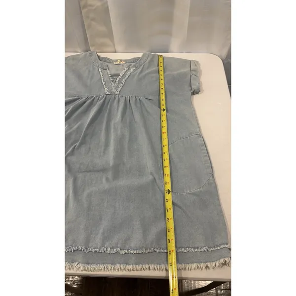 Entro Women‎ Size Small Soft Light Denim Babydoll Dress Festival Coastal Cowgirl - Image 10