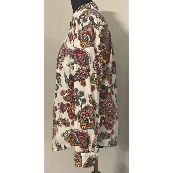 Talbots Petite MP Floral Paisley Button‎ Down Shirt 100% Cotton Western Boho - Image 3