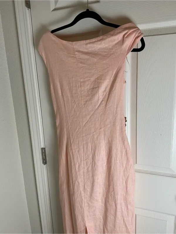 Zara Asymmetrical Linen Blend Draped Dress Woman’s Size S - Image 8