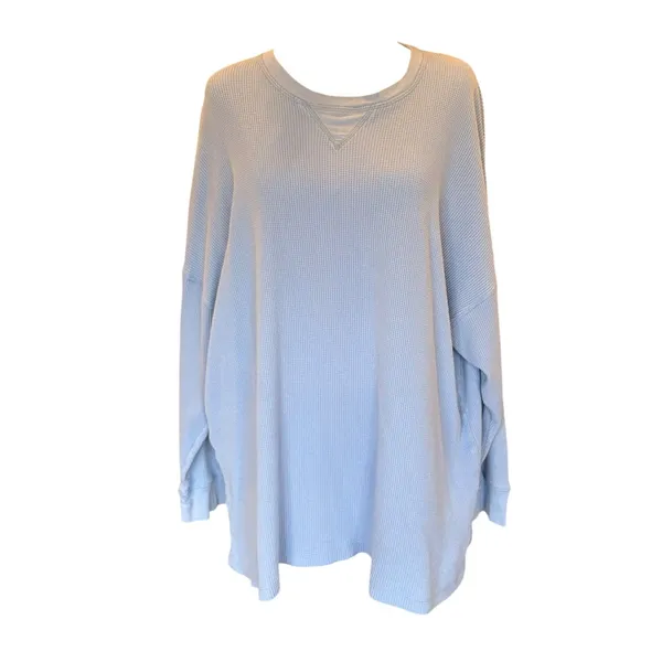 Free People Intimately Early Night Thermal Pullover Long Sleeve Light Blue Small - Image 2