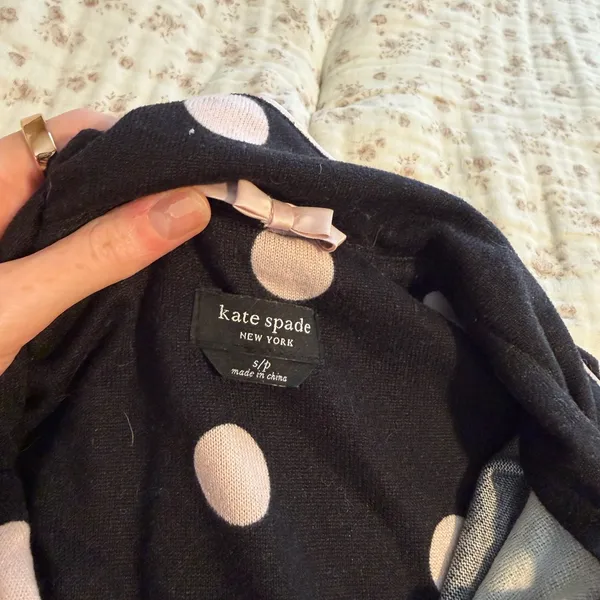 kate spade Black Pajama Set with Pink Polka Dots - Image 2
