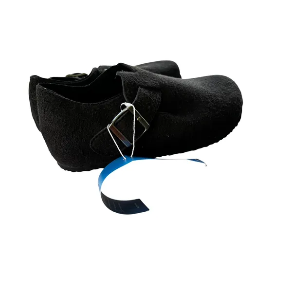 Torotto Black Felt Clog Mules Women‎ 6.5 EU 37 Cork Footbed Buckle Strap New - Image 4