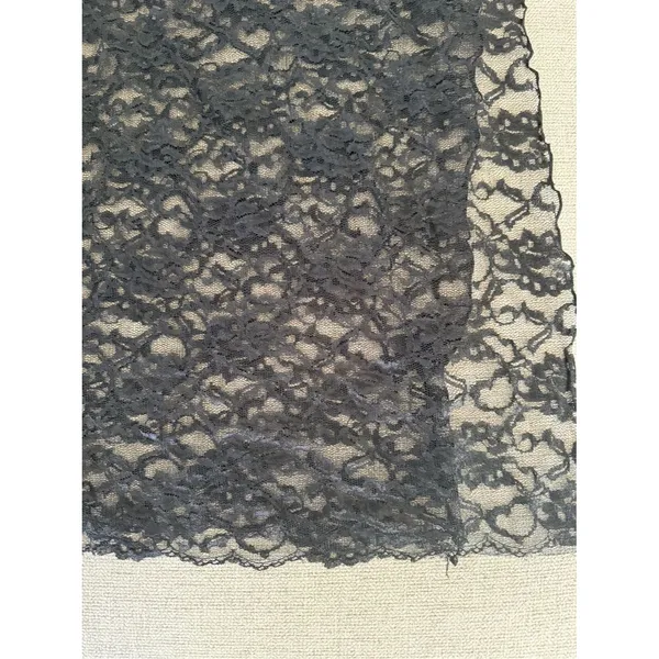 Macy's Black Floral Lace Overlay Panel shawl or scarf - Image 2