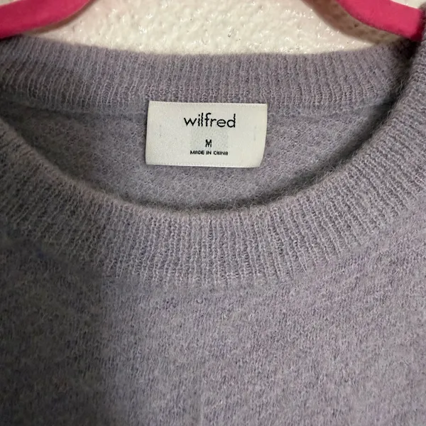 Aritzia Wilfred Aubri sweater, Alpaca yarn Soft Lilac Crew Neck size Medium - Image 7