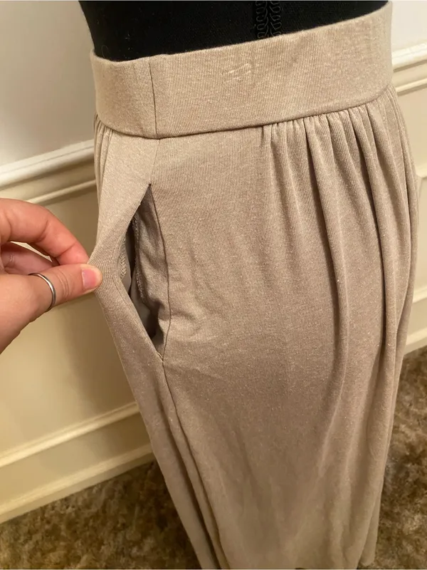 OGL Neutral Beige Maxi Skirt with Elastic Waist - Image 3