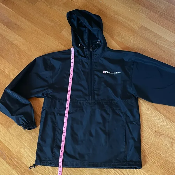 Champion Men’s Small Black Anorak Windbreaker Half Zip Hooded Pullover - Image 6