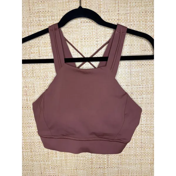 Lululemon Strong at Heart High Neck Sports Bra Ancient Copper Brown Size 8 - Image 3