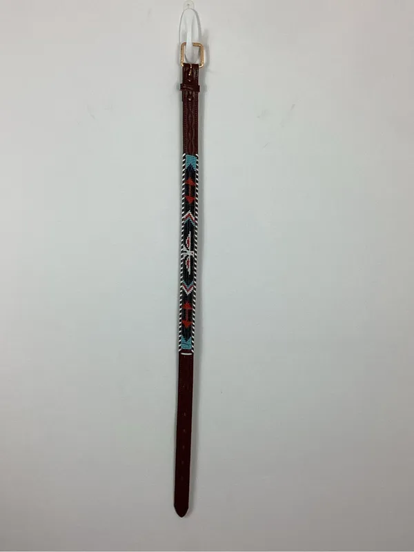 Native Southwestern Hand Seed Leather Belt - Image 2