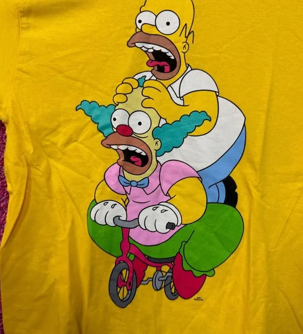 Homer & Krusty the Klown Tricycle The Simpsons Cartoon Tee M - Image 2