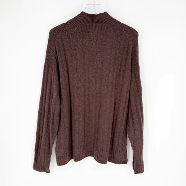 J.Crew Ribbed Mockneck Sweater in‎ Supersoft Yarn Women's 2X Brown Quiet Luxury - Image 3