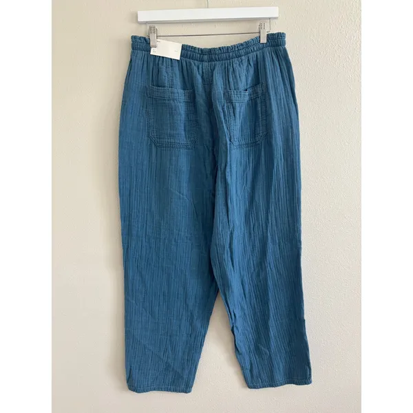 American Eagle Gauzy Pull On Pants Womens Lrg Blue Beachy Travel Resort NWT - Image 2