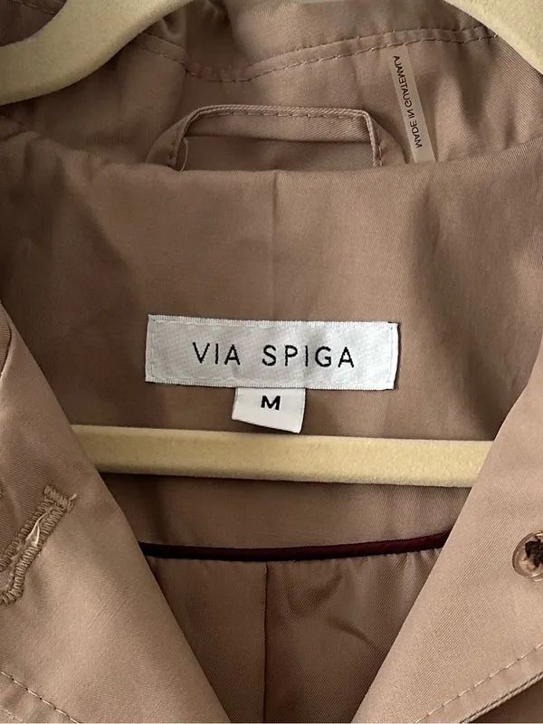 Via Spiga Single Breasted Button Down Classic Trench Coat Tan Size M - Image 3